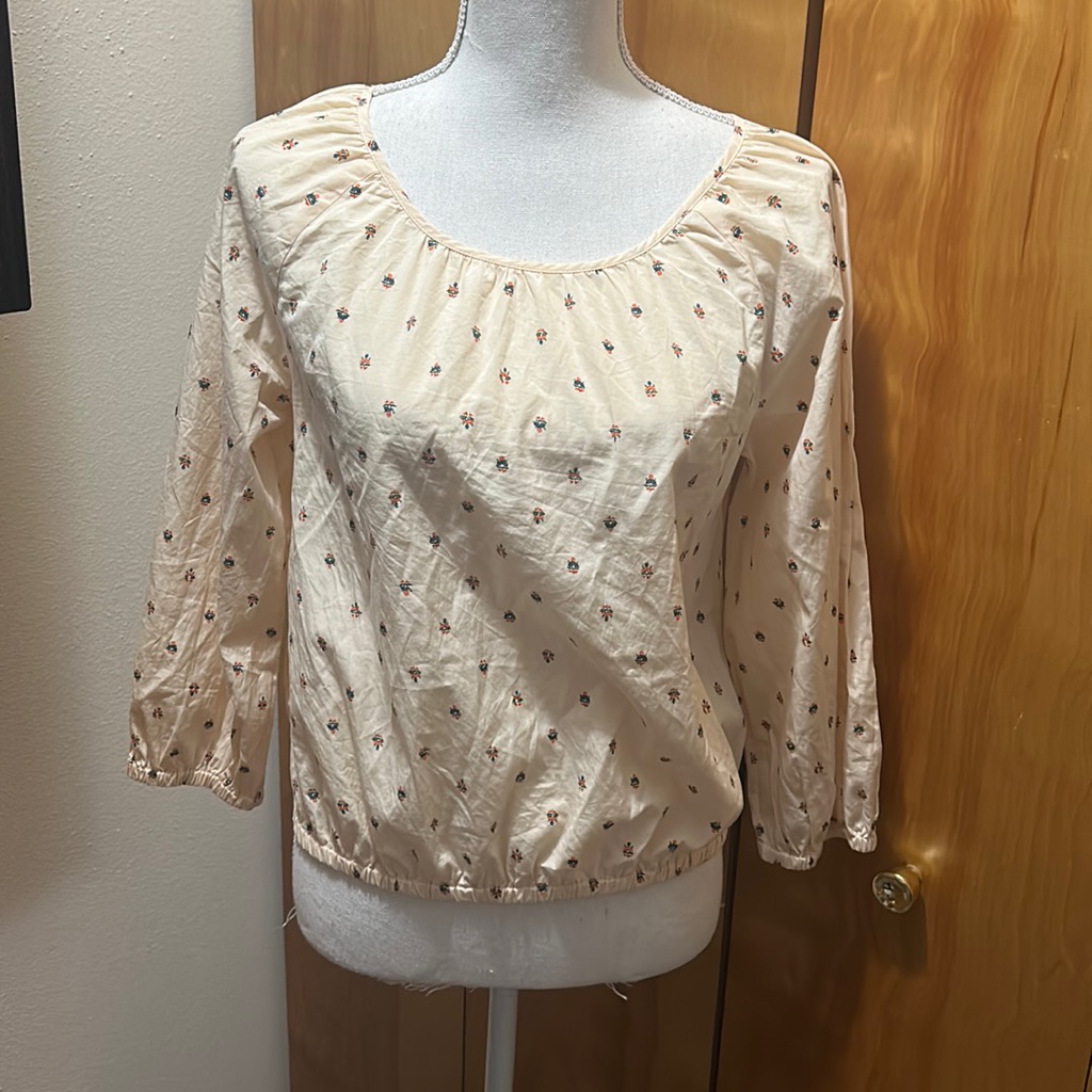 Madewell Gather Floral Puffed Sleeve Blouse 100% Cotton S